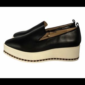 KARL LAGERFELD PARIS Brea Slip-On Platform Flatform Sneakers Black Leather